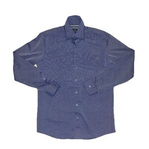 Lindbergh Premium Cotton 2 Ply Blue‎ Plaid Men's LS Button Up Shirt Sam 39/40